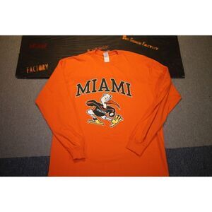 Gildan Ultra Cotton Orange Miami U Long Sleeve Shirt - Size XL